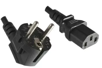 Power cord Europe CEE 7/7 90° to C13, 0,75mm², VDE, black, length 1,80m