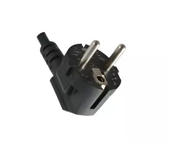 Power cord CEE 7/7 90° to Open End, 1mm², VDE, NF, DEMKO, FINKO, KEMA, CEBEC, OVE, IMQ, SEV, SAA, black, 3m