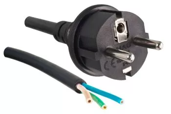 power cable rubber/neoprene 1.5 mm², CEE 7/7, open-end 3cm stripped, H07RN-F 3G, VDE, length 10.00m