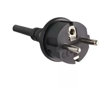 Power cord CEE 7/7 90° to Open End, 1mm², VDE, NF, DEMKO, FINKO, KEMA, CEBEC, OVE, IMQ, SEV, SAA, black, 5m