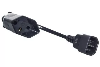 Power cord Switzerland type J to C14, 0,75mm², approval: SEV, black, length 0,30m