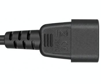 Καλώδιο δικτύου Ελβετίας τύπου J έως C14, 0,75mm², έγκριση: SEV, μαύρο, μήκος 0,30m