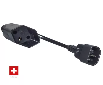 Mains cable Switzerland type J to C14, 0.75mm², approval: SEV, black, length 0.30m