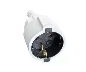 Schutzkontakt-Verlängerungskabel 1,5mm², CEE 7/7 90° auf CEE 7/3, Stecker auf Buchse, weiß, Länge 5m