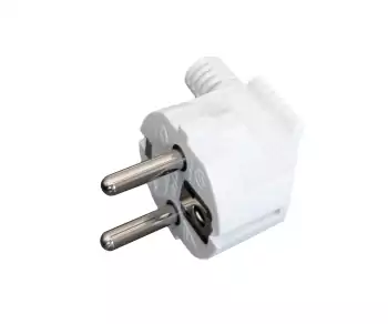 Schutzkontakt-Verlängerungskabel 1,5mm², CEE 7/7 90° auf CEE 7/3, Stecker auf Buchse, weiß, Länge 5m