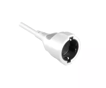 Cavo di prolunga per contatti di terra, 1,5 mm², CEE 7/7 90° a CEE 7/3, da spina a presa, bianco, lunghezza 2 m