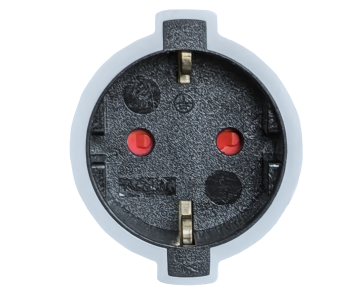 Cable alargador de contacto de puesta a tierra, 1,5 mm², CEE 7/7 90° a CEE 7/3, de clavija a enchufe, blanco, longitud 2 m