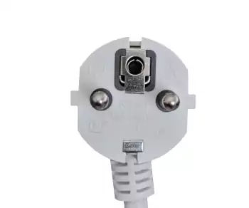 Schutzkontakt-Verlängerungskabel 1,5mm², CEE 7/7 90° auf CEE 7/3, Stecker auf Buchse, weiß, Länge 5m