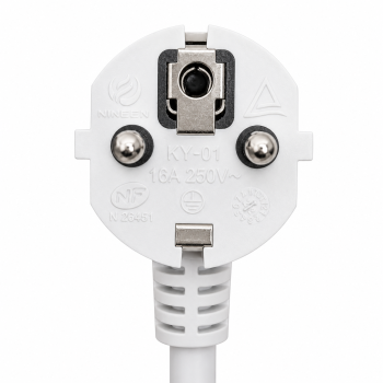 Cabo de extensão de contacto de terra 1,5mm², CEE 7/7 90° para CEE 7/3, ficha para tomada, branco, comprimento 5m