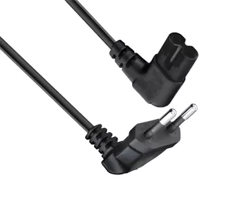 Netzkabel Eurostecker gewinkelt, beide Stecker gewinkelt für z.B. TV Geräte, schwarz, DINIC Box mit Euroloch, 5m