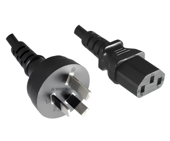 Netzkabel Australien Typ I auf C13, 1mm², SAA, schwarz, Länge 3,00m