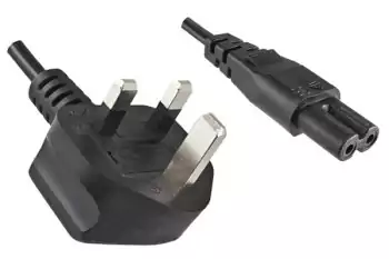 Mains cable England UK type G 3A to C7, 0.75mm², approval: BSI, UKCA, black, length 1.80m