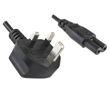 Cable de red Inglaterra UK tipo G 3A a C7, 0,75 mm², homologación: BSI, UKCA, negro, longitud 1,80 m