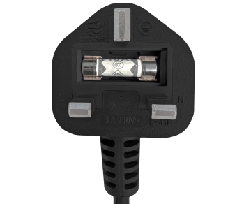 Καλώδιο δικτύου Αγγλίας τύπου G 3A έως C7, 0.75mm², έγκριση: BSI, UKCA, μαύρο, μήκος 1.80m