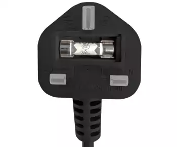 Mains cable England UK type G 3A to C7, 0.75mm², approval: BSI, UKCA, black, length 1.80m