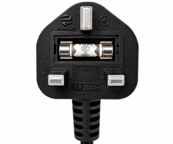 Καλώδιο δικτύου Αγγλίας τύπου G 3A έως C7, 0.75mm², έγκριση: BSI, UKCA, μαύρο, μήκος 1.80m