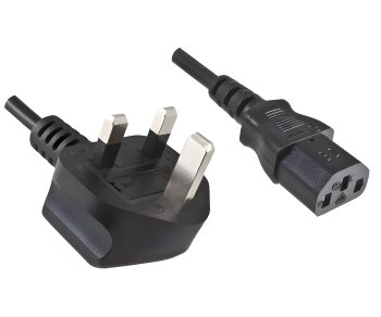 Cable de red Inglaterra UK tipo G 10A a C13, 0,75 mm², homologación: BSI Kitemark, UKCA, negro, longitud 1,80 m