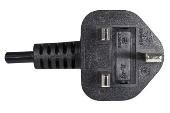 Power cord England UK type G 10A to C13, 0,75mm², approval: BSI Kitemark, black, length 1,80m