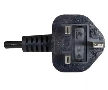 Mains cable England UK type G 10A to C13, 0.75mm², approval: BSI Kitemark, UKCA, black, length 1.80m