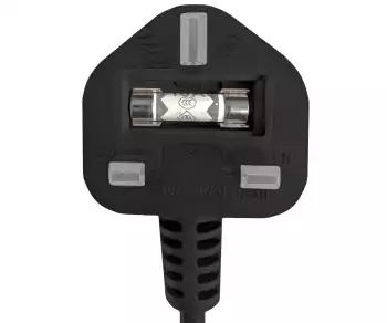 Netkabel Engeland UK type G 10A naar C13, 0,75mm², goedkeuring: BSI Kitemark, UKCA, zwart, lengte 1,80m