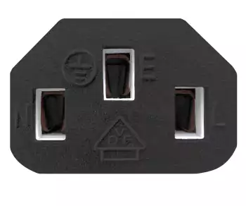 Netkabel Engeland UK type G 10A naar C13, 0,75mm², goedkeuring: BSI Kitemark, UKCA, zwart, lengte 1,80m