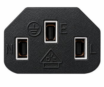 Καλώδιο δικτύου Αγγλίας τύπου G 10A σε C13, 0.75mm², έγκριση: BSI Kitemark, UKCA, μαύρο, μήκος 1.80m