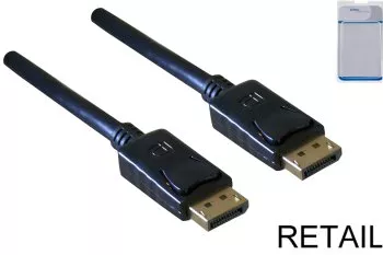 DisplayPort-kabel, 2x DP-stekker, VESA-gestandaardiseerd, versie 1.3, 5K3K, zwart, lengte 2,00 m, DINIC blisterverpakking