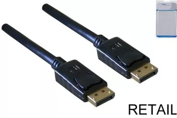 DisplayPort Kabel, 2x DP Stecker, VESA genormt, Version 1.2, schwarz, Länge 5,00m, DINIC Blister
