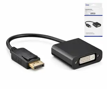 Adattatore DINIC 1.2 DisplayPort a DVI-D, spina DP - presa DVI 1080p max.(1920x1200 60Hz)nero, scatola DINIC con foro Euro, 0,15m