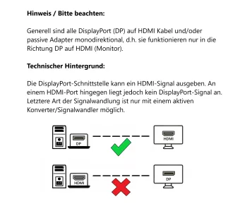 DisplayPort auf HDMI Kabel, DP 20pol auf HDMI Stecker, Auflösung max. 1920x1080p bei 60Hz, schwarz, DINIC Polybag, 2m