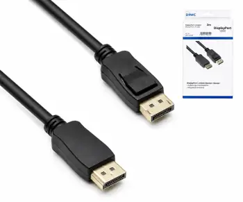 DisplayPort 1.4 cable, 2x DP plug, 8K, support 8K/60HZ, 32.4GBpS, black, DINIC box with Euro hole, 2m