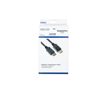 DisplayPort 1.4 cable, 2x DP plug, 8K, support 8K/60HZ, 32.4GBpS, black, DINIC box with Euro hole, 2m