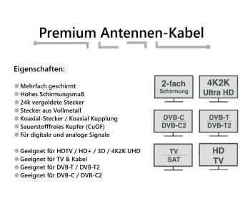 DINIC Premium Antennenkabel Stecker auf Buchse, 1m, HD TV, Ultra HD, 24k vergoldete Stecker, schwarz, DINIC Box