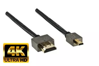 Cabo HDMI Premium, ficha HDMI para ficha micro HDMI, gama DINIC Dubai, preto, comprimento 2,00 m, embalagem blister