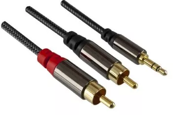 Vrhunski zvočni kabel 3,5 mm moški na 2 x RCA moški, Dubai Range, črn, 2,00 m