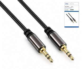 Cablu audio premium 3,5 mm jack masculin la masculin, negru, cutie DINIC cu gaură Euro, lungime 5 m