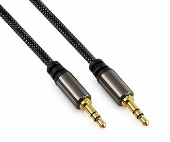Cablu audio premium 3,5 mm jack masculin la masculin, negru, cutie DINIC cu gaură Euro, lungime 5 m