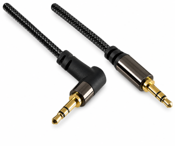 Premium Audiokabel 3,5mm Stecker auf Stecker 90°, Dubai Range, schwarz, DINIC Blister, Länge 2,00m