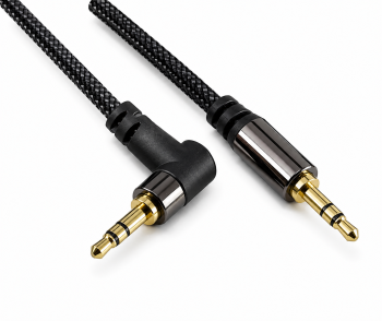 Premium Audiokabel 3,5mm St. auf 90° St., schwarz, DINIC Box mit Euroloch, Länge 2,00m