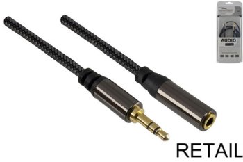 Premium Audiokabel 3,5mm Klinke Stecker auf  Buchse, Dubai Range, Verlängerung, schwarz, 2,00m