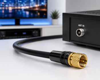 120dB Premium SAT coaxial cable F-connector/connector, DINIC Dubai Range, gold-plated, black, length 2.00m, blister pack