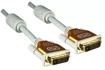 DVI-Digital Dual Link кабел, 24+1 мъжки към мъжки, позлатени контакти, многократно екраниран, сив, дължина 10,00 м, блистерна опаковка