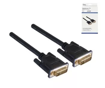 DVI-Digital Dual Link Kabel, 24+1 Stecker / Stecker, vergoldete Kontakte, mehrfach geschirmt, schwarz, Länge 2,00m, DINIC Box