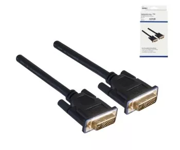 DVI-Digital Dual Link Kabel, 24+1 Stecker / Stecker, vergoldete Kontakte, mehrfach geschirmt, schwarz, DINIC Box mit Euroloch, Länge 2,00m