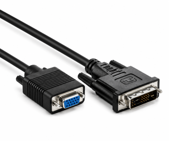 DVI-I 12+5 han til 15-pin HD han kabel, 2-vejs afskærmet, sort, DINIC blister, længde 3,00 m