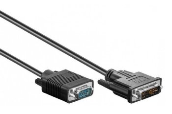 DVI-I 12+5 moški s 15-pinskim HD moškim kablom, dvosmerno zaščiten, črn, DINIC blister, dolžina 3,00 m