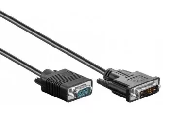 DVI-I 12+5 male to 15-pin HD male cable, 2-way shielded, black, DINIC blister, length 3.00m
