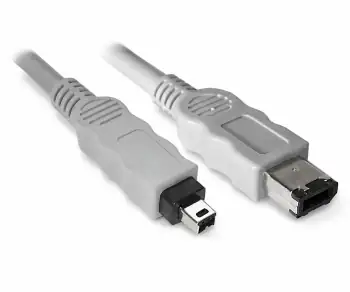 FireWire Kabel 6 polig auf 4 polig Stecker, 1,00m Anschlusskabel IEEE 1394, grau