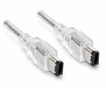 FireWire Kabel 6 polig Stecker auf Stecker, 10,00m Anschlusskabel IEEE 1394a, transparent
