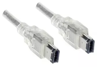 FireWire Cable 6pin male to male, transparent, 10,00m